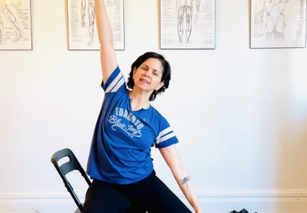 Pilates class with chair